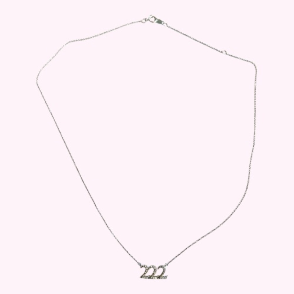 Diamond Accent Lucky Number "222" Necklace in Sterling Silver